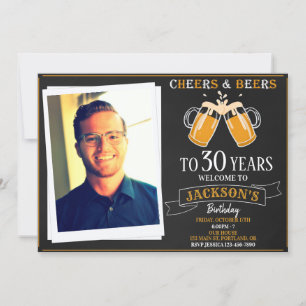Cheers and beers invitation photo Adult birthday