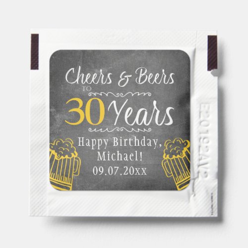 Cheers and beers men milestone 30th birthday party hand sanitizer packet