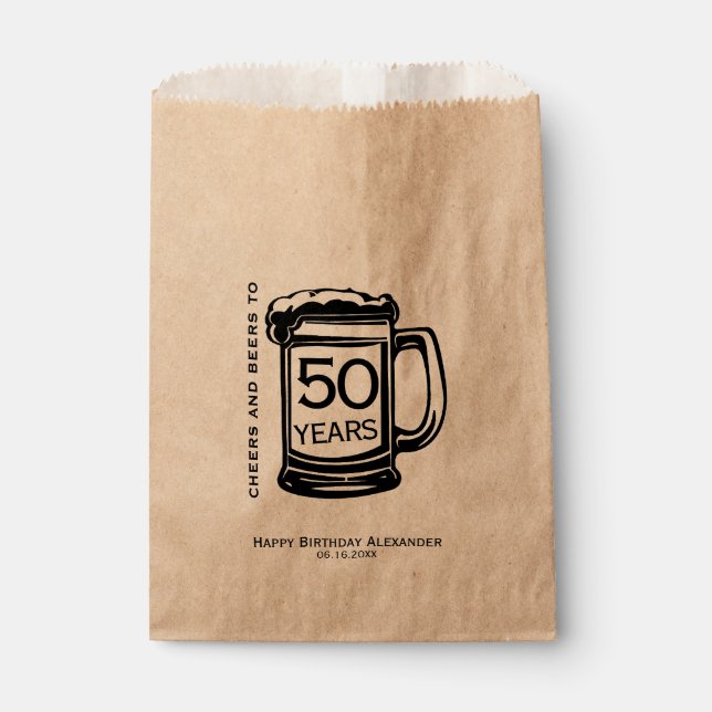 Cheers and Beers Milestone Birthday Party Custom Favor Bag (Front)