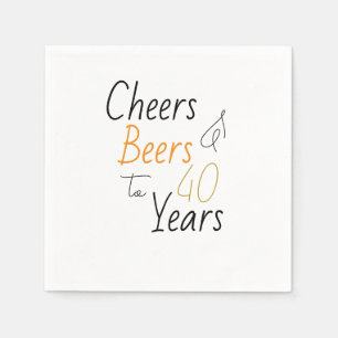 Cheers and Beers Minimal 40th Birthday Party Napkins