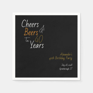 Cheers and Beers Personalized 40th Birthday Napkins
