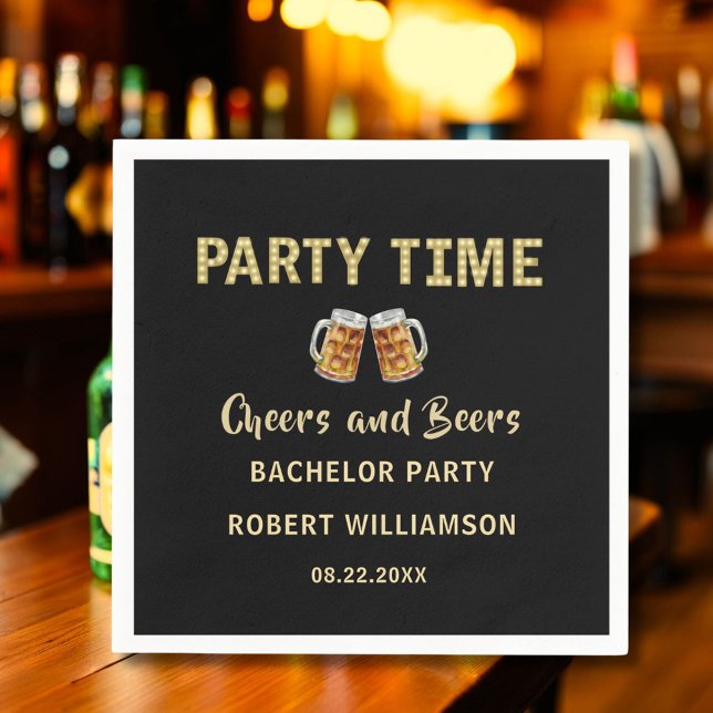 Cheers and Beers Personalized Bachelor Party Napkins (Creator Uploaded)