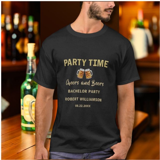 Cheers and Beers Personalized Bachelor Party T-Shirt (Creator Uploaded)