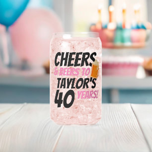 Cheers and Beers Personalized Birthday Can Glass