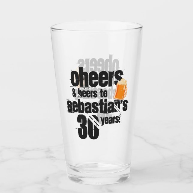 Cheers and Beers Personalized Birthday Glass (Front)