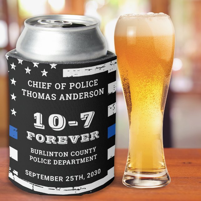 Cheers And Beers Personalized Police Retirement Can Cooler (Creator Uploaded)