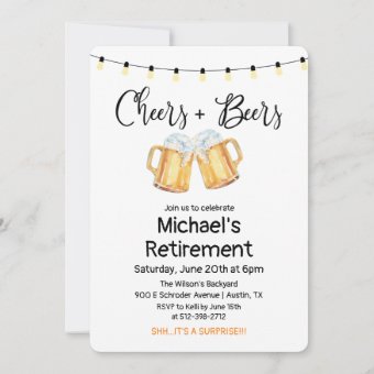 Cheers and Beers Retirement Invitation | Zazzle