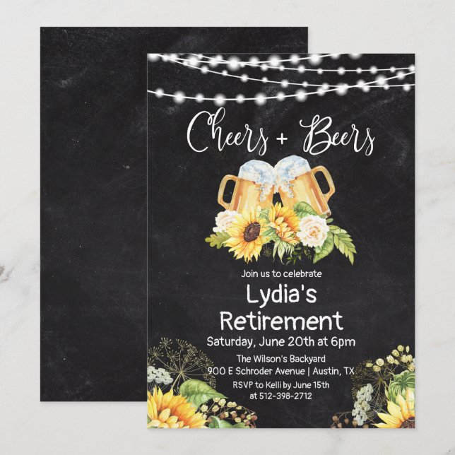 Cheers and Beers Retirement Invitation (Front/Back)