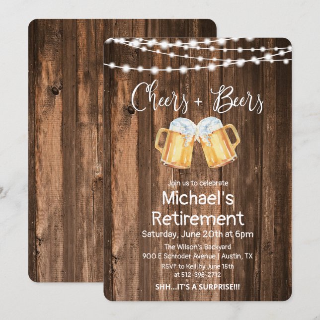 Cheers and Beers Retirement Invitation (Front/Back)