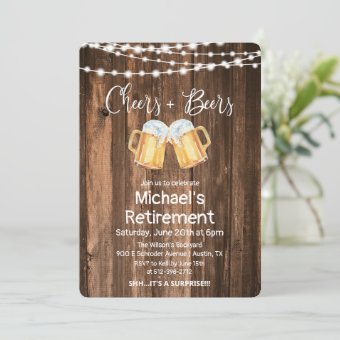 Cheers and Beers Retirement Invitation | Zazzle