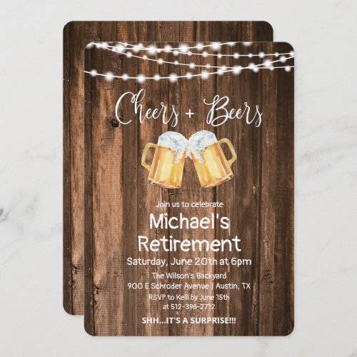 Cheers and Beers Retirement Invitation