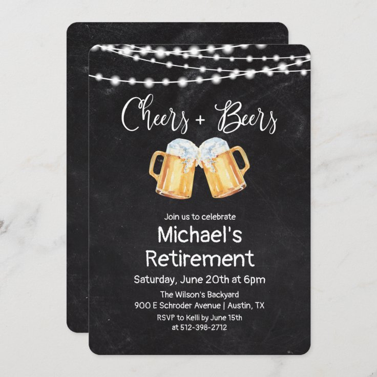 Cheers and Beers Retirement Invitation | Zazzle