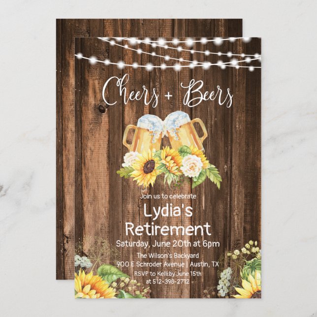 Cheers and Beers Retirement Invitation (Front/Back)
