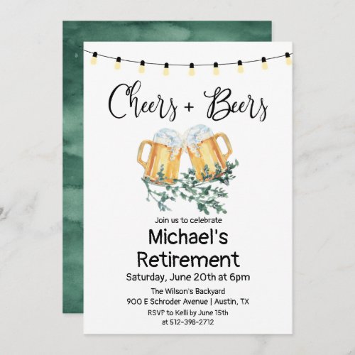 Cheers and Beers Retirement Invitation