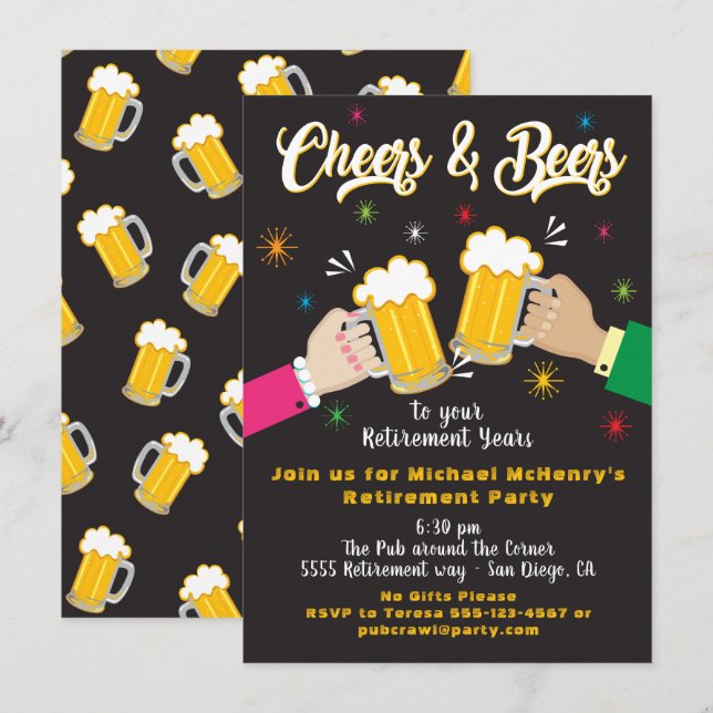 Cheers and Beers Retirement Party Invitation (Front/Back)