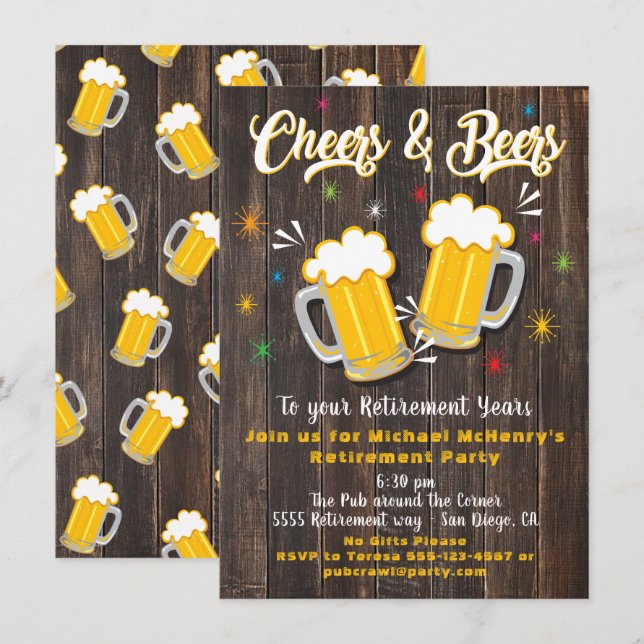 Cheers and Beers Retirement Party Invitation (Front/Back)