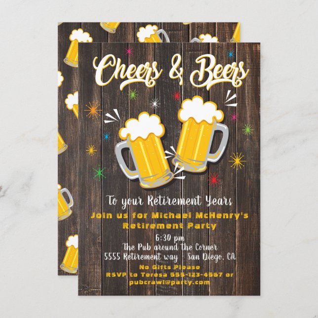 Cheers and Beers Retirement Party Invitation (Front/Back)