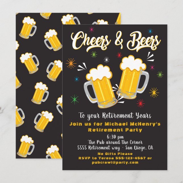 Cheers and Beers Retirement Party Invitation (Front/Back)