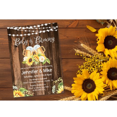 Cheers and Beers Rustic Couples Shower Invitation