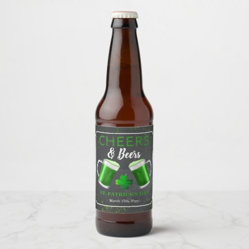Cheers and Beers St Patricks Day Party Beer Bottle Label
