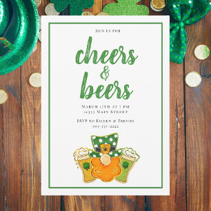 Cheers and Beers St Patrick's Day Party Leprechaun Invitation