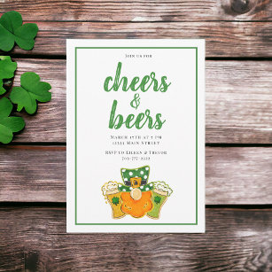 Cheers and Beers St Patrick's Day Party Leprechaun Invitation