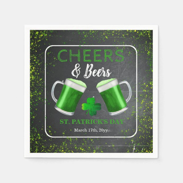 Cheers and Beers St. Patricks Day Party Napkins (Front)