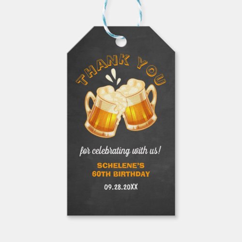 Cheers and Beers Surprise 60th Birthday Chalkboard Gift Tags