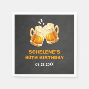 Cheers and Beers Surprise 60th Birthday Chalkboard Napkins