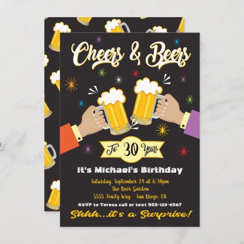 Cheers and Beers Surprise Party Invitation