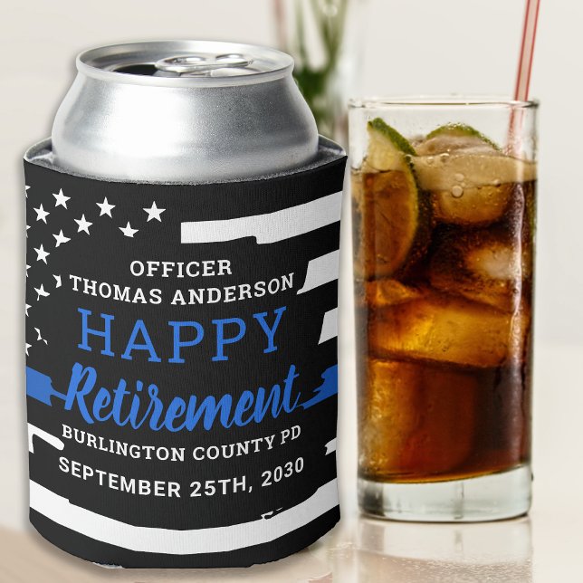 Cheers And Beers Thin Blue Line Police Retirement Can Cooler (Creator Uploaded)