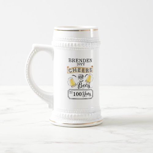 Cheers and Beers to 100 Years Birthday Beer Stein