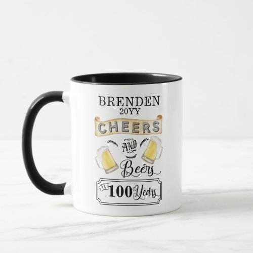 Cheers and Beers to 100 Years Birthday Mug