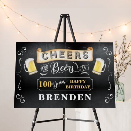 Cheers and Beers to 100 Years Birthday Party Foam Board