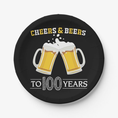 Cheers and Beers to 100 Years Paper Plate