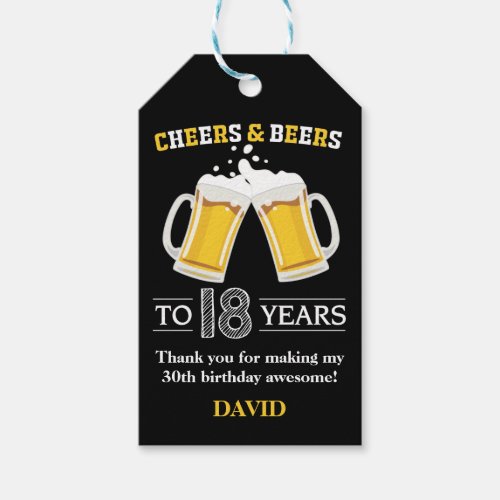 Cheers and Beers to 18 Years Gift Tags