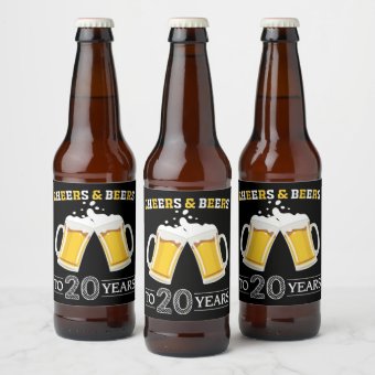 Cheers and Beers to 20 Years Beer Bottle Label | Zazzle