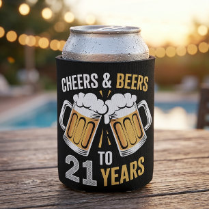 Cheers and Beers to 21 Years 21st Birthday Can Cooler