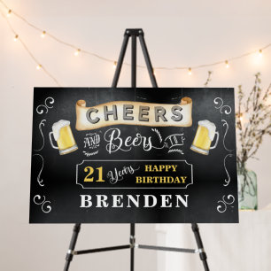 Cheers and Beers to 21 Years Birthday Party  Foam  Board
