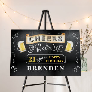 Cheers and Beers to 21 Years Birthday Party  Foam  Foam Board