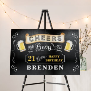 Cheers and Beers to 21 Years Birthday Party  Foam  Foam Board