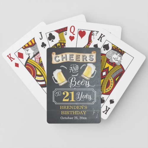 Cheers and Beers to 21 Years Birthday Party  Playi Playing Cards