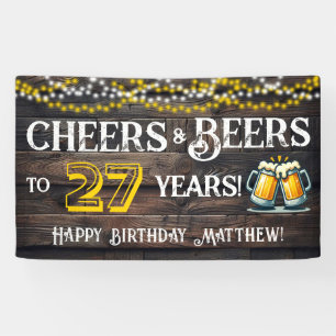 Cheers and Beers to 27 Years Birthday Party Banner