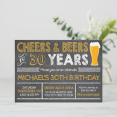 Cheers and Beers to 30 Years Birthday Invitation (Standing Front)