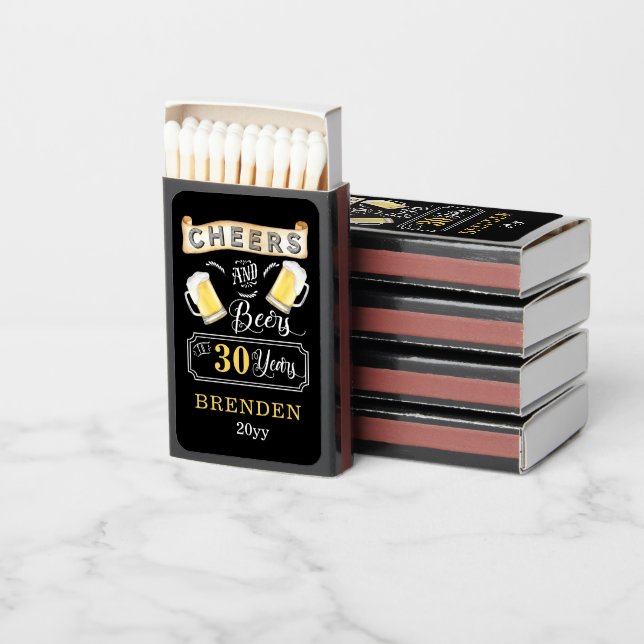 Cheers and Beers to 30 Years Birthday Party  Matchboxes (Stacked)