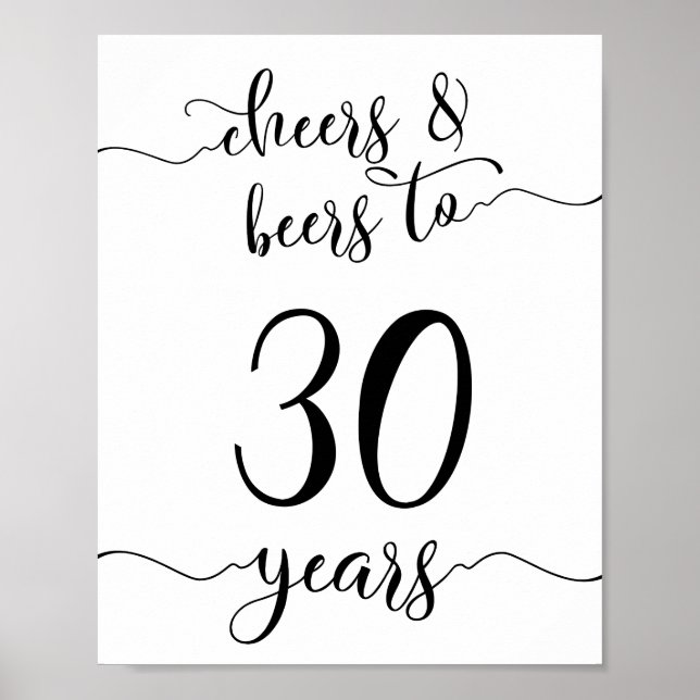 Cheers and beers to 30 years birthday sign (Front)