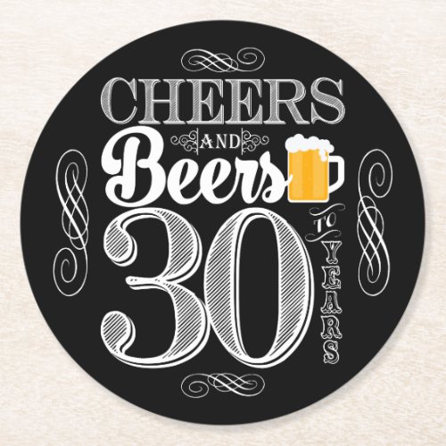 Cheers and Beers to 30 Years Drink Coasters