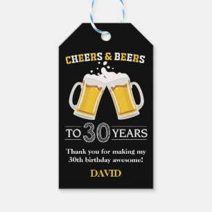 Cheers and Beers to 30 Years Gift Tags