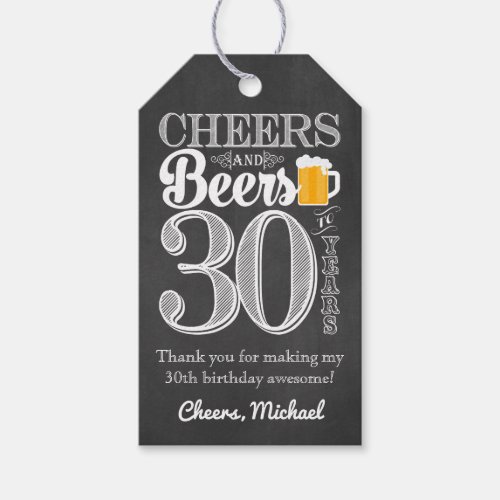 Cheers and Beers to 30 Years Gift Tags