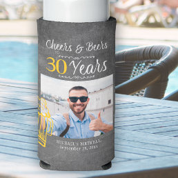 Cheers and beers to 30 years men birthday photo seltzer can cooler